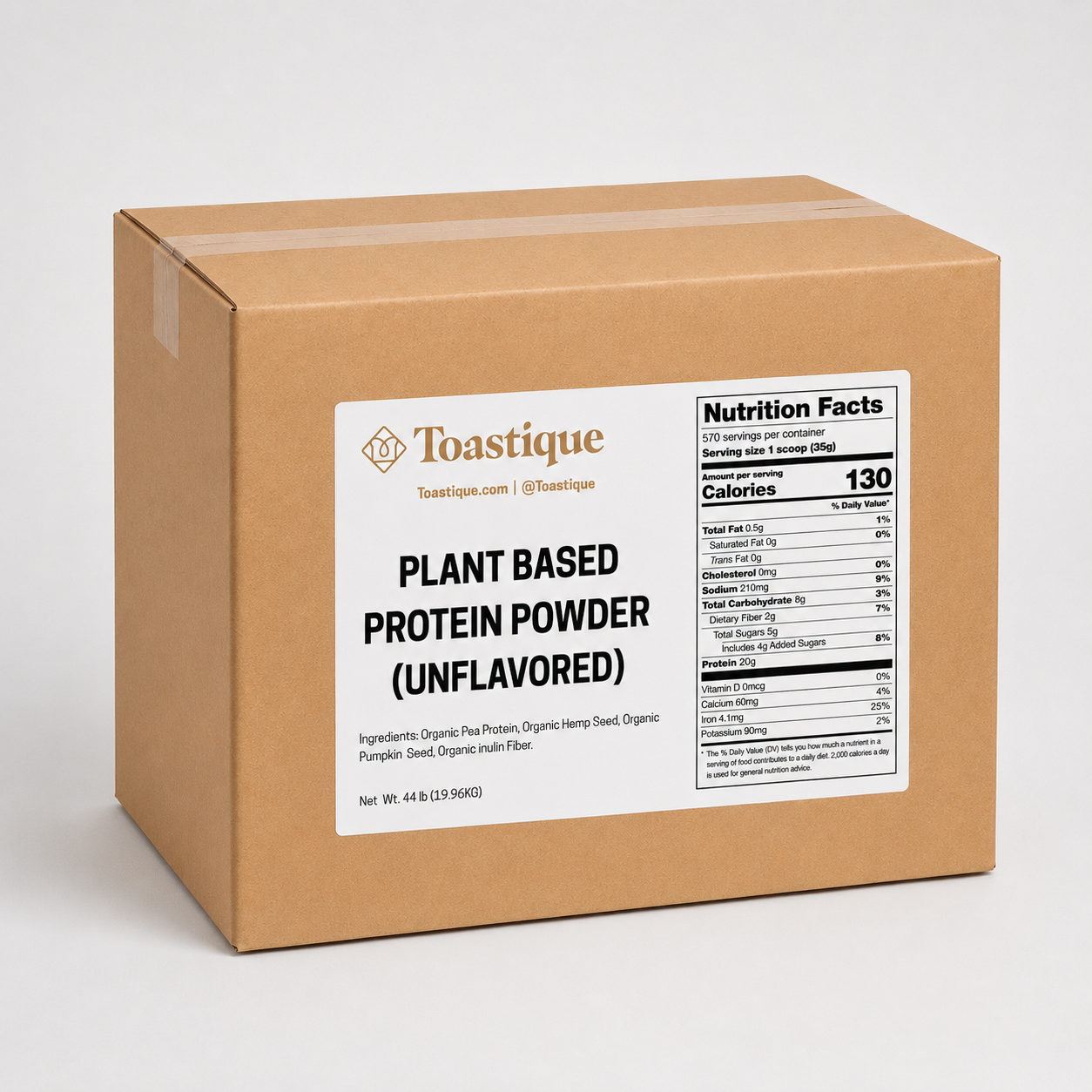 Organic Plant Based Protein Powder 44 Lbs (Unflavored)
